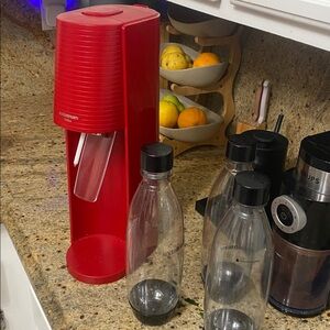SodaStream Red Sparkling Water Maker with 3 Bottles